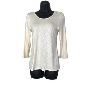 Anthropologie Dolan Cream 3/4 Sleeve Low Back Very Soft Top Size S